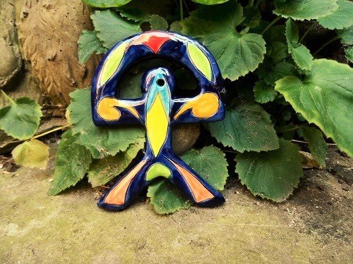 Spanish ceramic Indalo talisman ~ BLUE