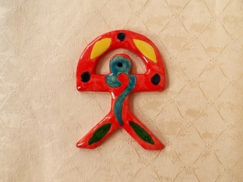 Spanish ceramic Indalo talisman ~ RED