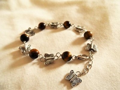 Butterfly charm bracelet ~ Tigers Eye