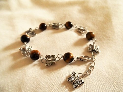 Butterfly charm bracelet ~ Tigers Eye