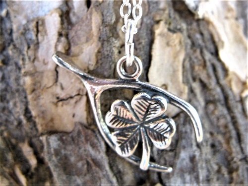 Lucky clover + wishbone charm necklace