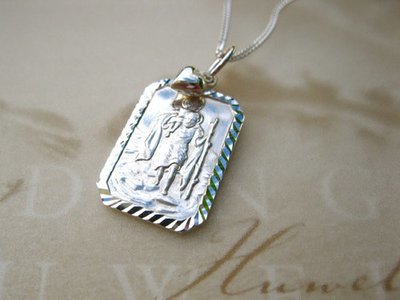 St Christopher necklace + heart ~ to wish travellers well