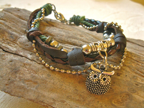 Guardian owl bracelet ~ NaturalSoul, sage