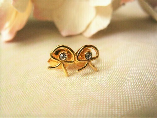 Indalo stud earrings ~ gold-filled with zirconita
