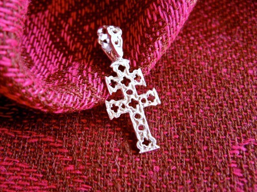 Caravaca cross necklace ~ openwork, silver