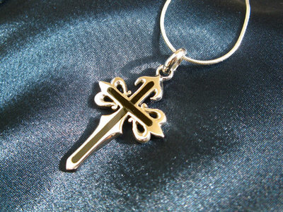 Camino de Santiago cross necklace - sterling silver + jet, large