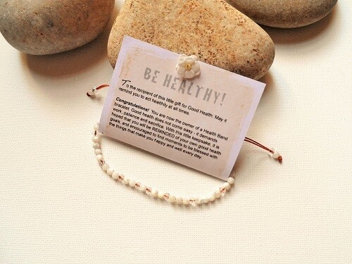 Health Band bracelet to wish Good Health ~ white stone
