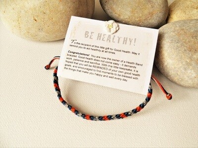 Health bracelet - Band to wish Good Health ~ Orange/Blue
