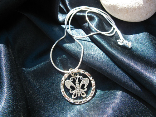 Butterfly charm necklace ~ Gatekeeper, circular