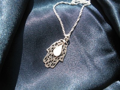 Hamsa Hand of Fatima pendant ~ iceberg, teardrop