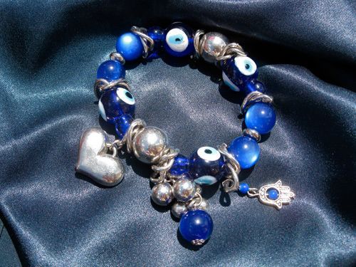 Hamsa charm bracelet ~ deflect the evil eye of jealousy, Choose bracelet: Blue bracelet - option 1