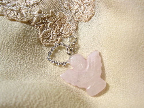 GUARDIAN ANGEL spiritual necklace ~ Gloria, Choose colour: PALE pink angel