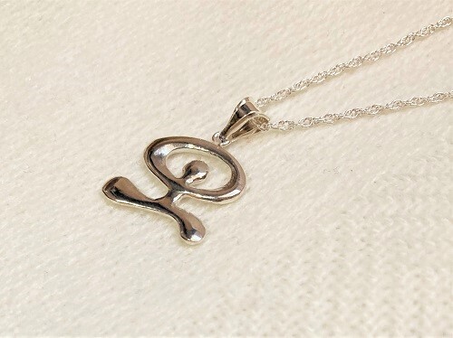 Indalo necklace to wish health and wellbeing, silver, dancing, "Finish" of silver pendant:: Smooth both sides