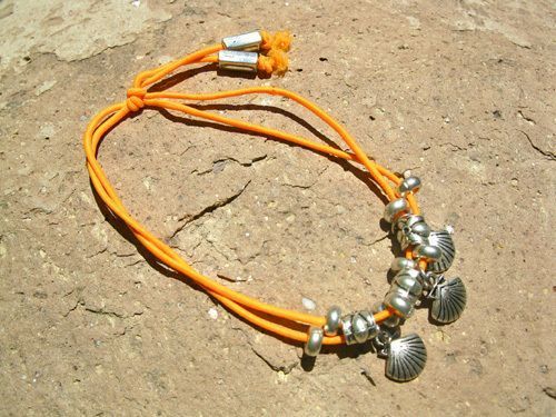 Scallop shell peregrino anklet, Choose colour: Orange anklet