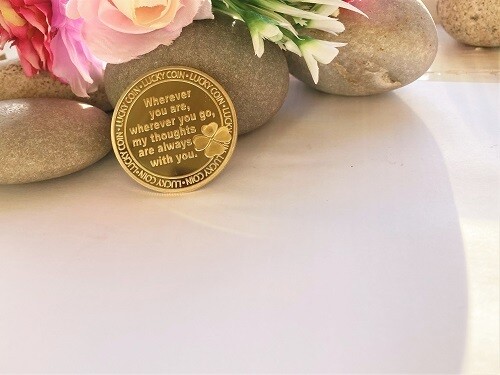 Thinking of You or Stay Well health token with leather pouch