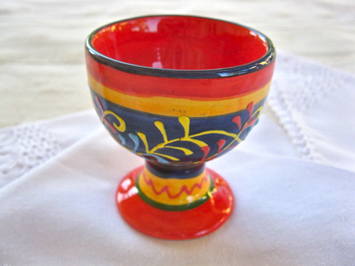 Spanish ceramic egg cup ~ honeysuckle