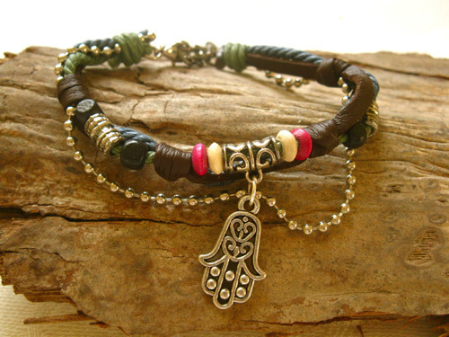 HAMSA bracelet ~ NaturalSoul, pomegranate