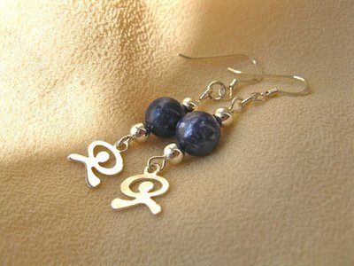 Sodalite earrings with Indalos for mental health protection