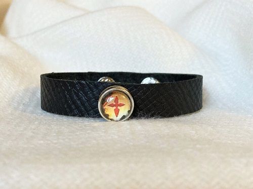 St James Christian travel bracelet - red on orange, BLACK