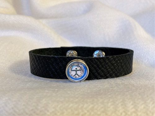 Indalos bracelet - BLUE Classic, on BLACK leather