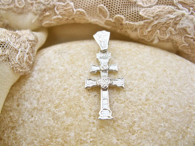 Caravaca cross necklace ~ decorative, silver