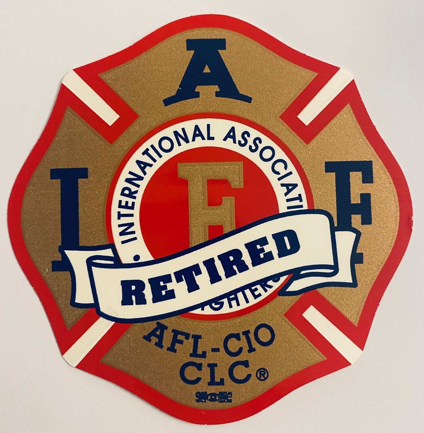 Vehicle Sticker IAFF Gold Red Blue - Retired (New Style)