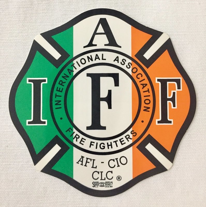 Vehicle Sticker IAFF Green White Orange Stripe