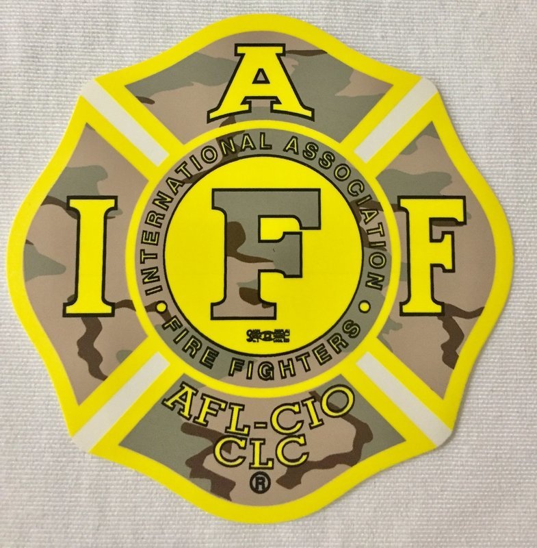 Vehicle Sticker IAFF Yellow Camo