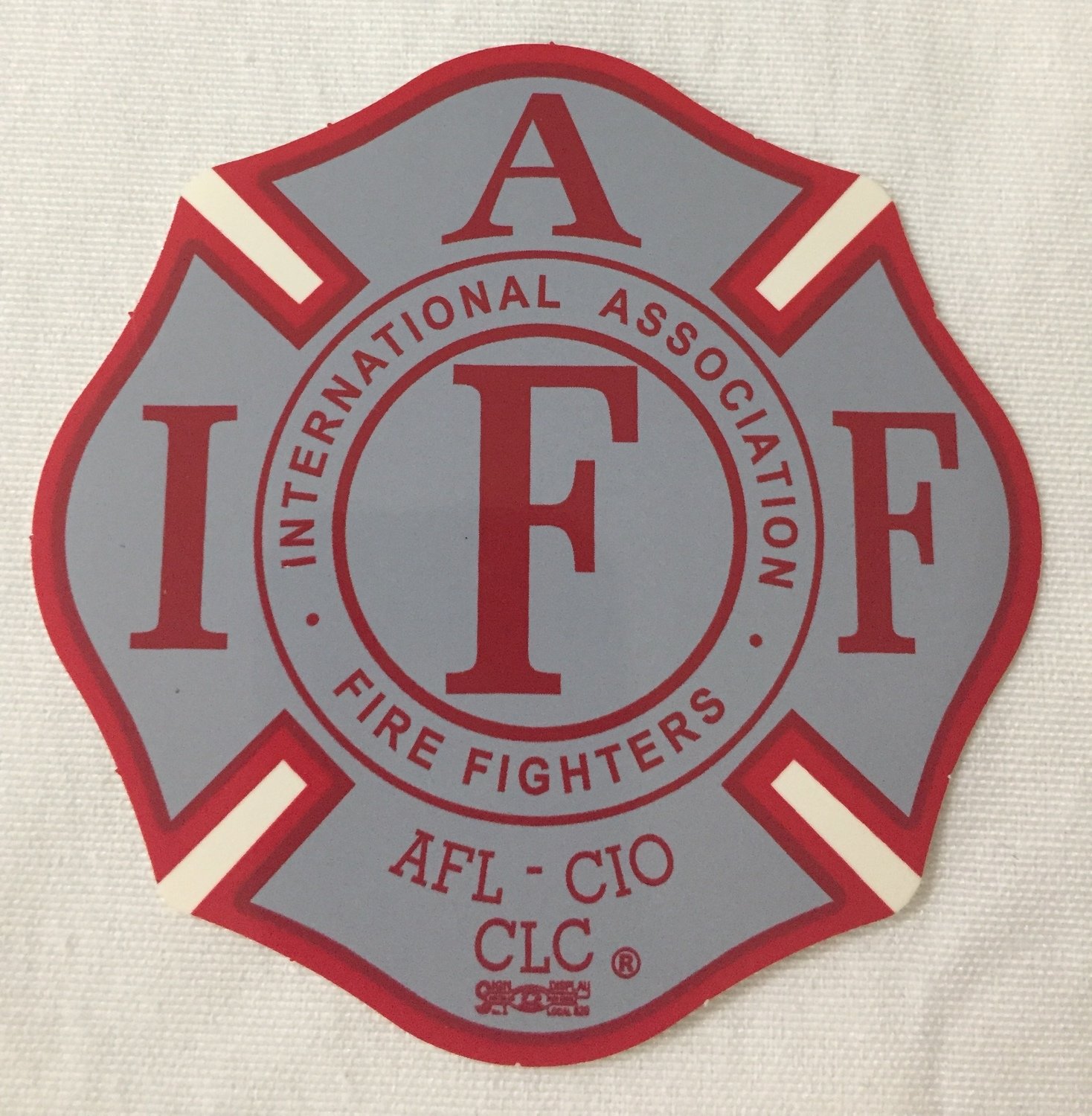 Vehicle Sticker IAFF Silver & Red