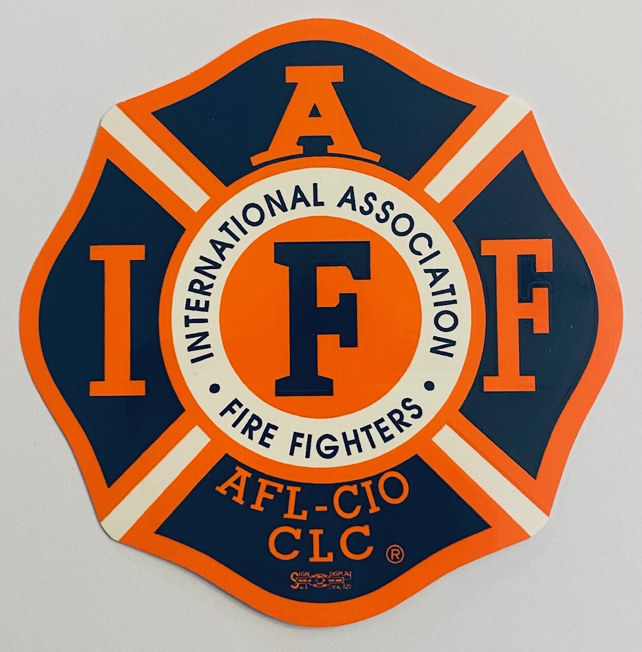 Vehicle Sticker IAFF Navy &amp; Orange