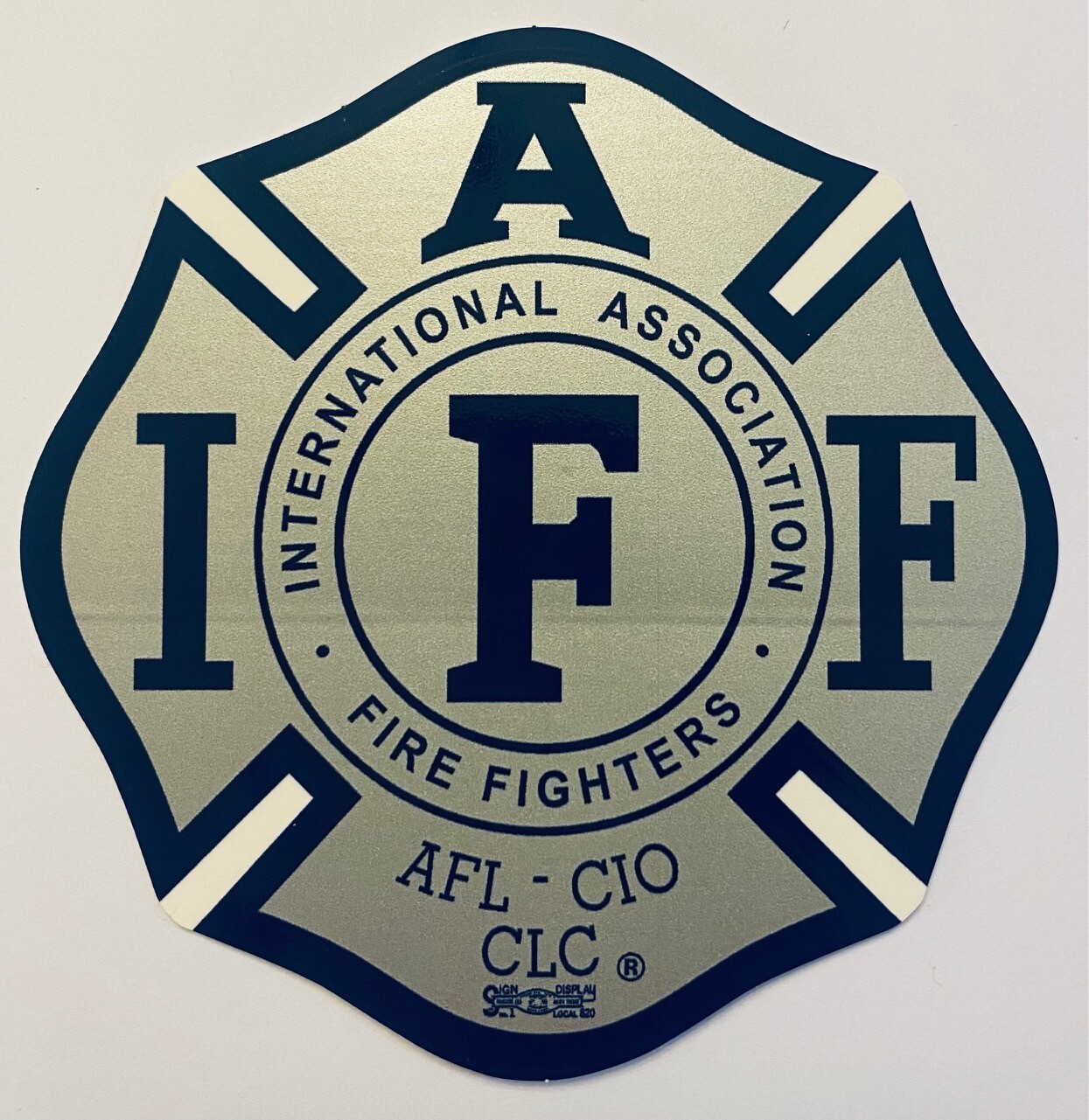 Vehicle Sticker IAFF Silver &amp; Navy