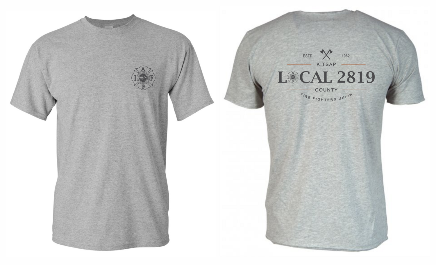 Local 2819 100% Pre-Shrunk Cotton T-Shirt, Color: Dark Ash, Size: Medium