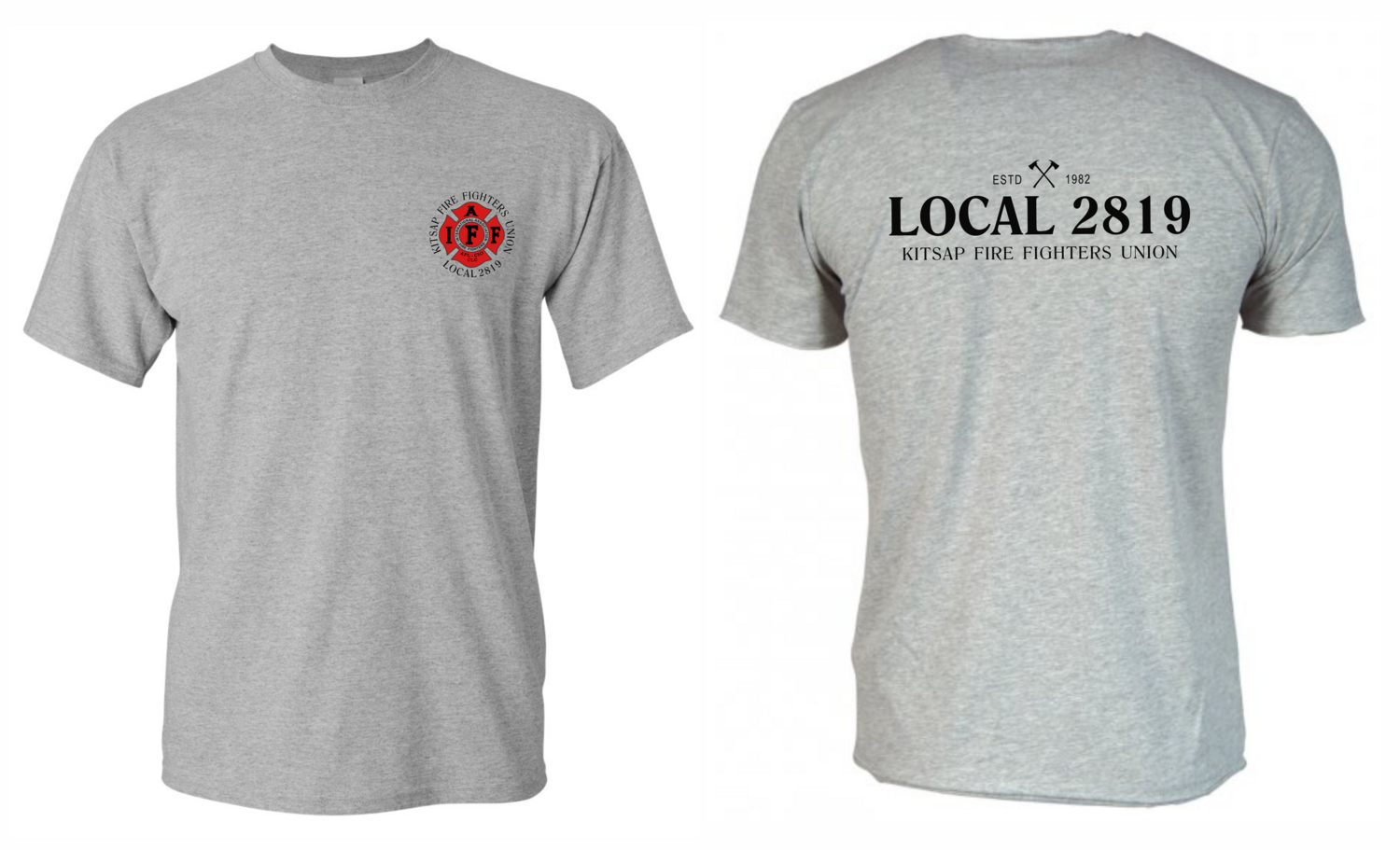 Local 2819 Crew T-Shirt, Color: Dark Ash, Size: Large