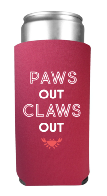 Paws Out Claws Out White Claw Slim Can Koozie