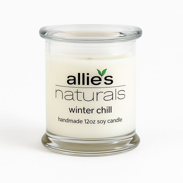 Winter Chill - crisp winter mint 12oz soy candle