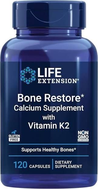 Life Extension Bone Restore Calcium w Vit K2 120caps