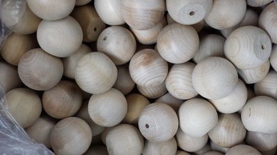 1-1/2" Birch Wood Drawer BALL Knob / Pull - Qty: 5, 10, 25, 50, 100