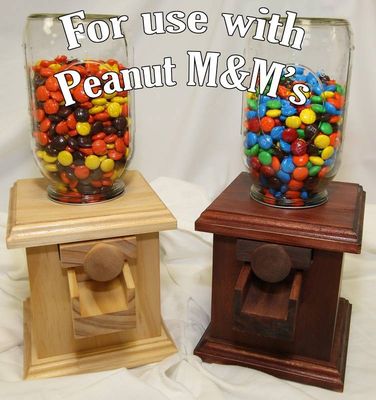 PEANUT M&amp;M Wood Candy Dispenser - Stained - Choose your stain color