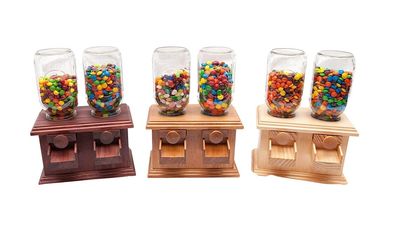 Wood Double Candy Dispenser - Stained - Choose your stain color
