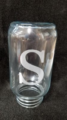 Custom Etched 1-letter Monogram Mason Jar Upgrade for Candy Dispenser