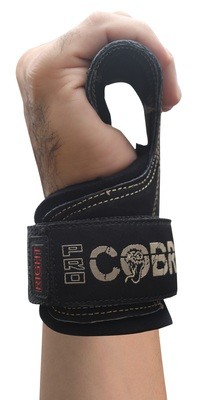 Cobra Grips FIT BLACK LEATHER Weight Lifting Straps Hooks