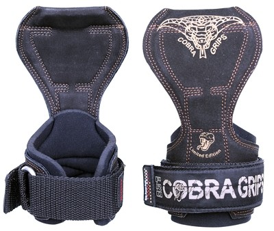 Cobra Grips PRO BLACK LEATHER Weight Lifting Straps Hooks Alternative, Power Lifting