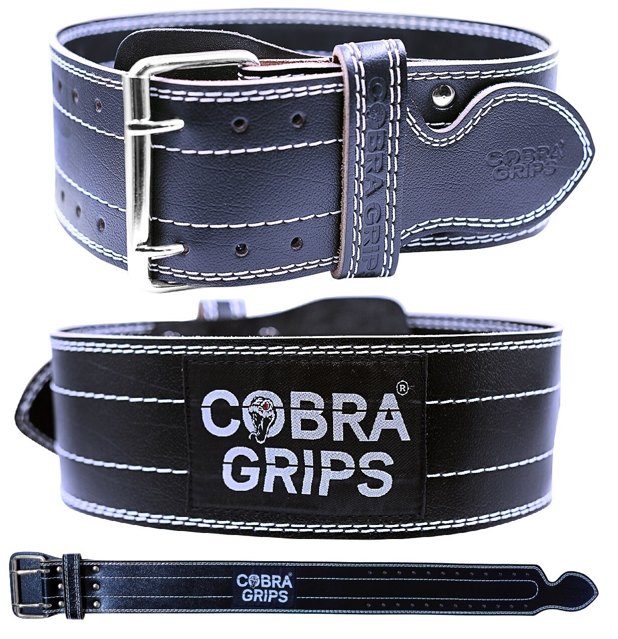 Weight Power Lifting Belt 4” Wide Cobra Grips Best Premium Genuine Leather Belt for Men & Women Adjustable Weightlifting Back Support