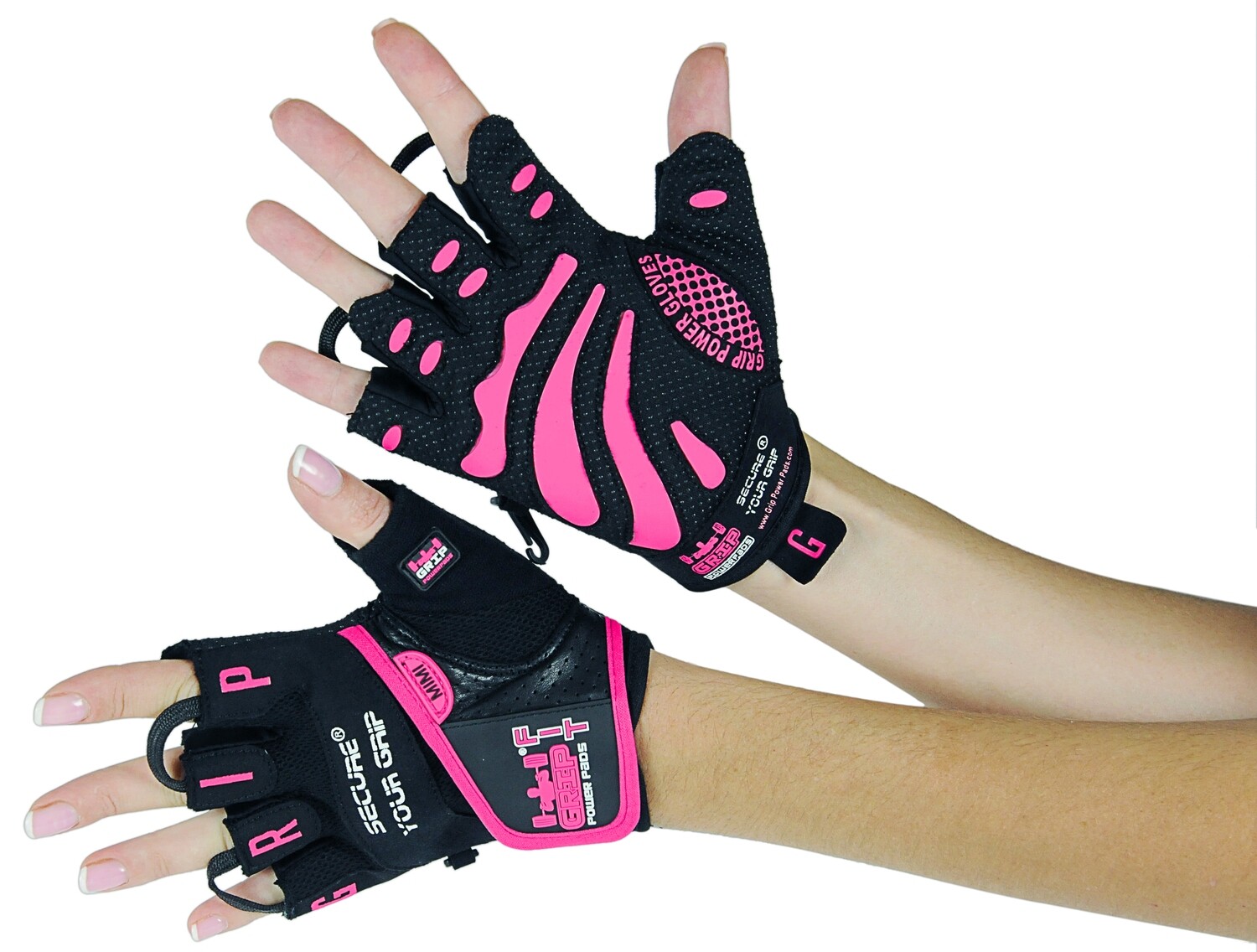 Women Gym Gloves - MIMI - Protect Your Hands & Improve Your Grip - Pink & Black Weightlifting Gloves - Easy to Pull On & Off - Adjustable Fit