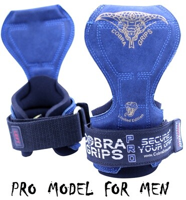Cobra Grips PRO BLUE LEATHER Weight Lifting Straps Hooks Alternative, Power Lifting