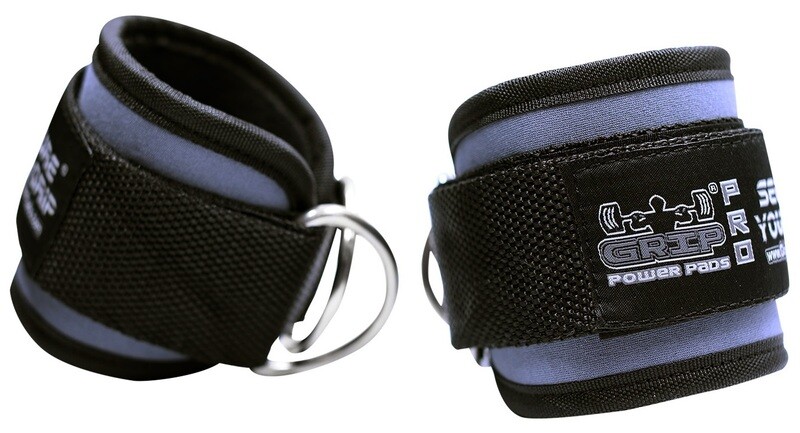 Gray  Ankle Straps for Cable Machines Double D-Ring Adjustable Neoprene Premium Cuffs to Enhance Legs, Abs & Glutes For Men & Women
