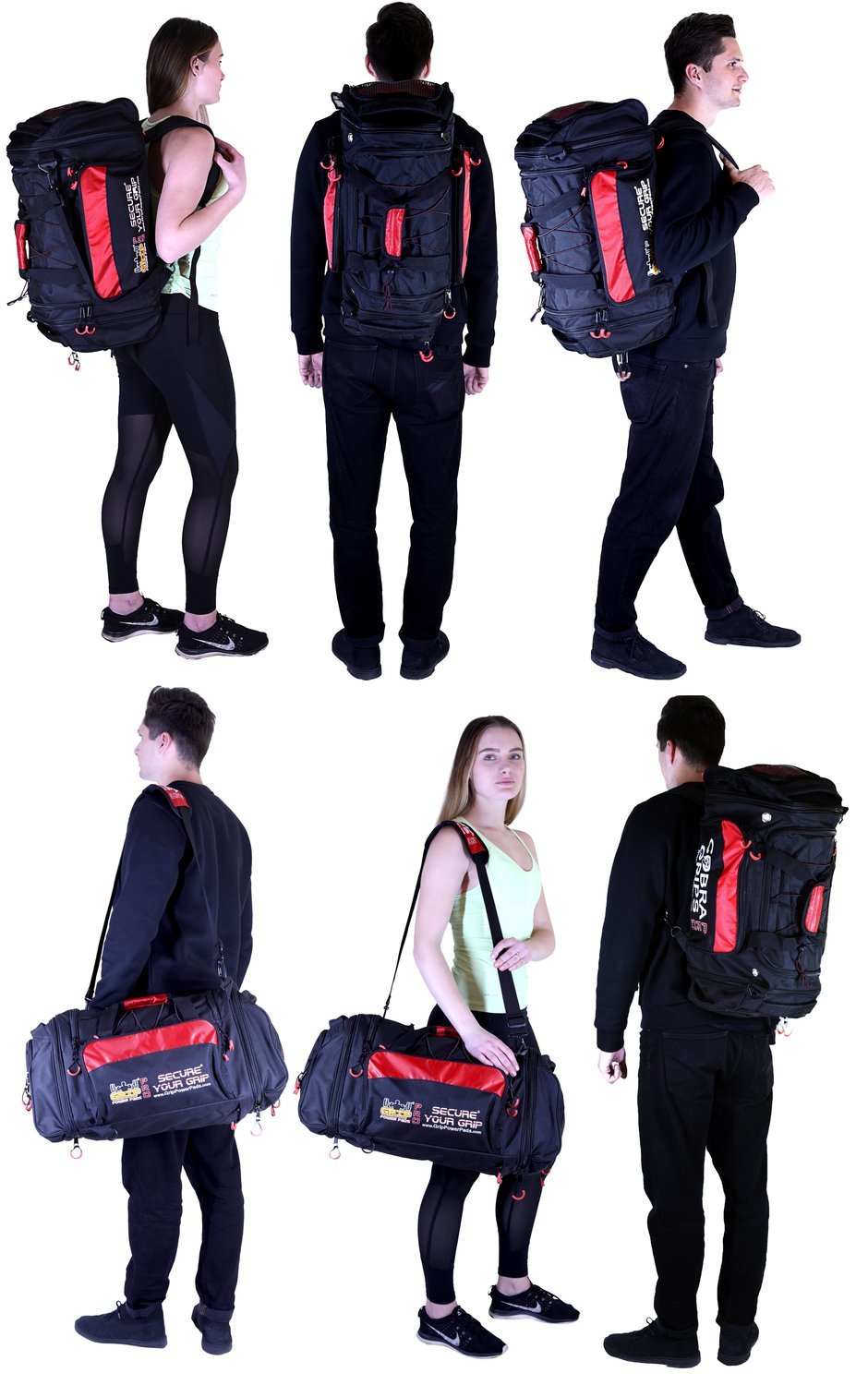 Grip Power Pads PRO Sport Large Embroidered Gym Duffle Bag Wet Dry Storage