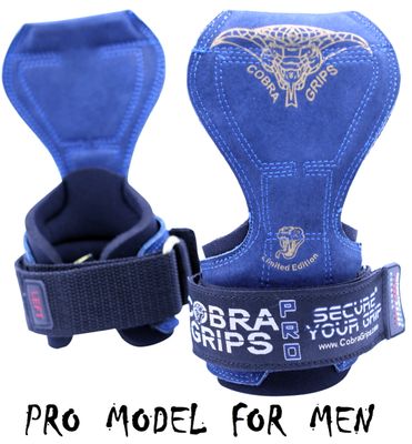 Cobra Grips PRO BLUE LEATHER Weight Lifting Straps Hooks Alternative, Power Lifting