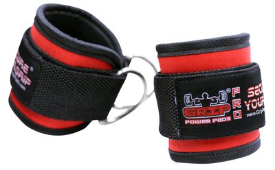 Red Ankle Straps for Cable Machines Double D-Ring Adjustable Neoprene Premium Cuffs to Enhance Legs, Abs &amp; Glutes For Men &amp; Women