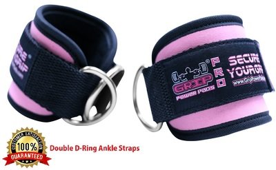 Pink Ankle Straps for Cable Machines Double D-Ring Adjustable Neoprene Premium Cuffs to Enhance Legs, Abs & Glutes For Men & Women